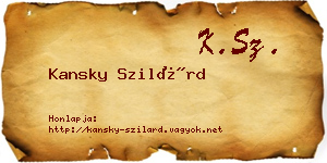 Kansky Szilárd névjegykártya